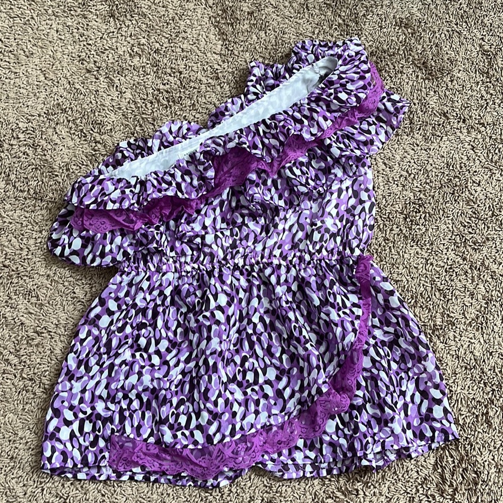 One Shoulder Ruffle Purple Shirt by Miroa